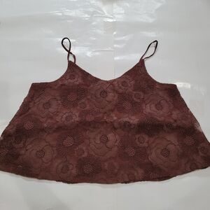 Express Floral Lace Brown Lace Cami Cropped
